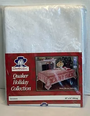 1999 Quaker Lace Tablecloth White Snowmen Holiday Vintage Oblong Rectangular • $15