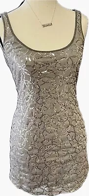 Express XS Gray Sequin Tank Top T-shirt Dress Womens Pima Cotton Blend Mini • $22.49