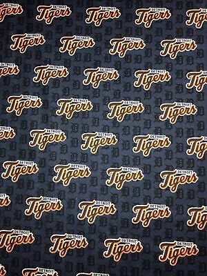 MLB Detroit Tigers Smaller Print Cotton Fabric 1/2 Yard (18 By 58”) New • $6.95