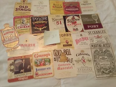 NEW Lot Of 21 Diff Old Vintage Whiskey Wine ECT  Bottle Labels COLLECTIBLES #20 • $12