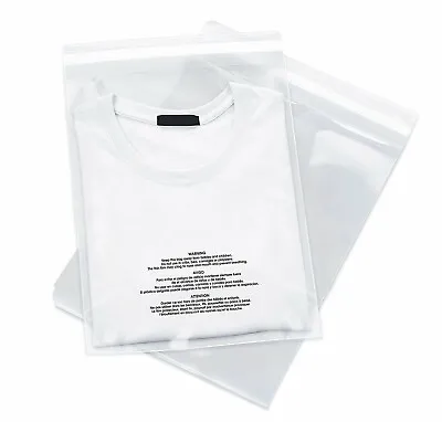 Poly Bags Resealable Suffocation Warning Clear Merchandise 1.5 Mil Shirt Apparel • $14.95