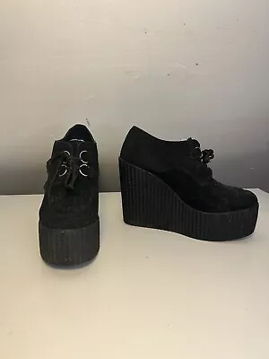 Underground Wulfrun Creeper Wedge Heel Sole Shoes 38 5 VGC Black Suede • £49.99