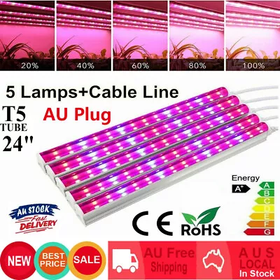 5Pcs T5 LED Grow Light Strip Bar Full Spectrum LED Grow Tube Hydroponic Plant AU • $29.60