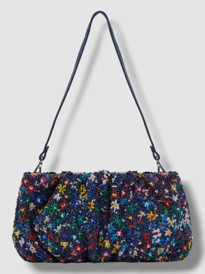 $99.98 • Buy $250 Staud Women Blue Bean Floral Beaded Shoulder Strap Purse Bag