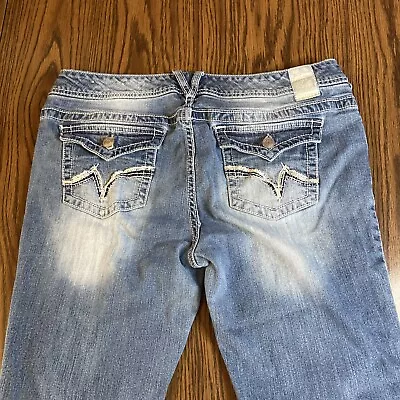 Vanity Premium  Women's Jeans Size 31/33 Pants Blue Denim Bootcut Distressed • $19.80