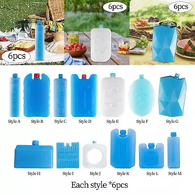 6Pcs Ice Packs Portable For Food Drink Cooling Ice Freezer Blocks For Beach • £9.36