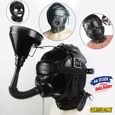 PU Leather Head Hood Harness Mask Mouth Gag Sensory Deprivation Restraints BDSM • $26.89