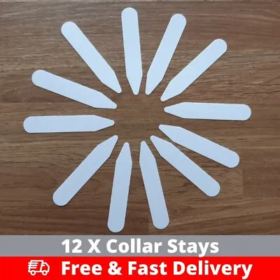 12 Pcs Collar Stiffeners 6cm Formal Men Shirt Bones Inserts Stays Plastic White • £2.99