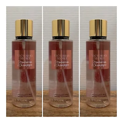 Victoria's Secret STRAWBERRIES & CHAMPAGNE Fragrance Mist ~ 8.4 Fl.oz.(Lot Of 3) • £48.20