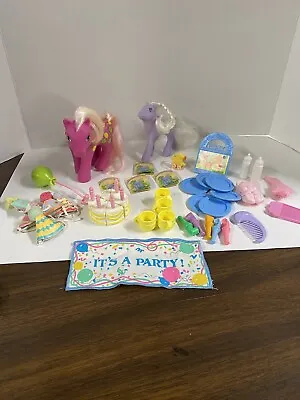 Vintage 1980’s My Little Pony Birthday Party  Hat Blowers Plates Pin Tail Cups • $42