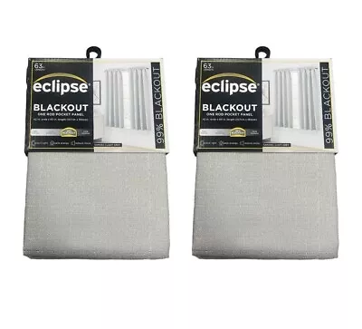 (2) Eclipse Samara Blackout Rod Pocket Single Curtain Panel Light Grey 42W X 63L • $24.95