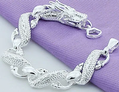 $25.95 • Buy 925 Sterling Silver Bracelet Women's 7-1/2  Dragon Link Chain W GiftPg D502