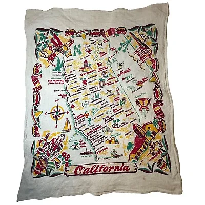 Vintage 1940s 1950s California Map Tablecloth • $50