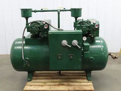 Rietschle Dual Vacuum Pump 3Hp 230/460V 3Ph Baldor Motor 140Gal Tank -25inHG • $2499.99