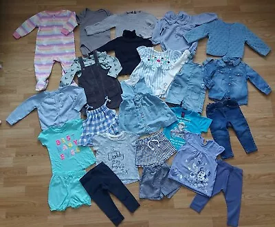 Baby Girls 9-12 Months Clothes Bundle / Jeans Jacket / Jumper / T-shirt / Outfit • £12.49