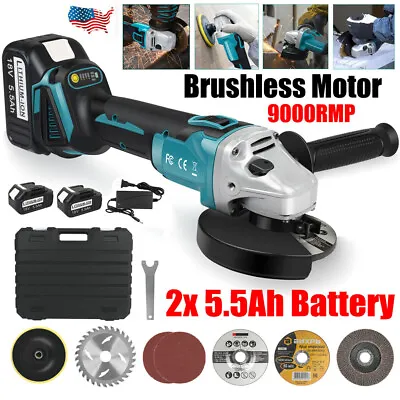 Brushless Angle Grinder Electric Grinder Power Tools 5.5Ah Battery For Makita  • $26.99