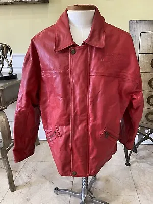 Vintage PELLE PELLE Marc Buchanan Leather Jacket Red  Size 46 • $125