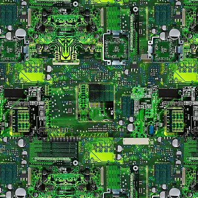 $12.99 • Buy Green Computer Memory Board Circuit Board 100% Cotton Fabric By The Yard