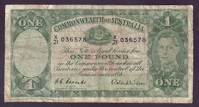 1952 Australia 1 Pound £1 Coombs/Wilson R.32 ***SCARCE*** • $39.95