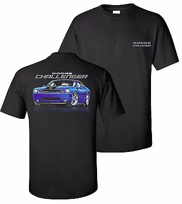 Black T-Shirt W/ 2008-2017 Blue Dodge Challenger SRT Hemi (Licensed) • $24.95