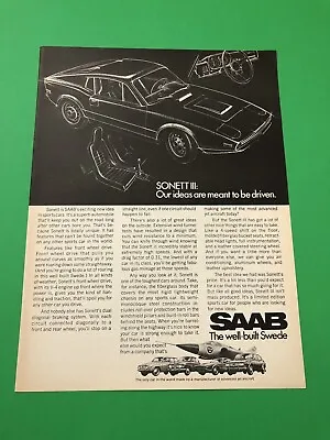 Saab Sonett Vintage Original Print Ad Advertisement Printed • $6.51