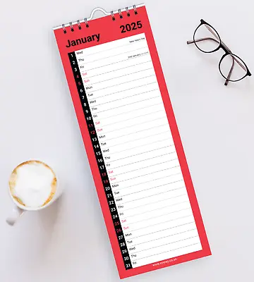 2025 Slim Month To View Spiral Bound Wall Office Planner Organiser Calendar • £3.49