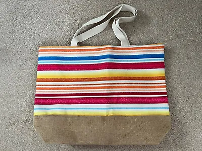 Rainbow Stripe Jute Beach Bag • £12.99
