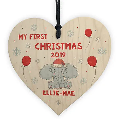 Handmade My First Christmas Wood Heart Personalised Gift Daughter Son Xmas Decor • £3.79