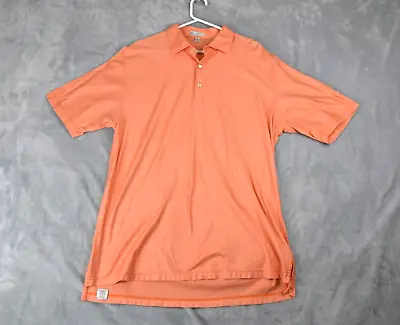 Peter Millar Polo Shirt Mens XL Light Orange Golf Short Sleeve Mitsubishi Logo • $14.88