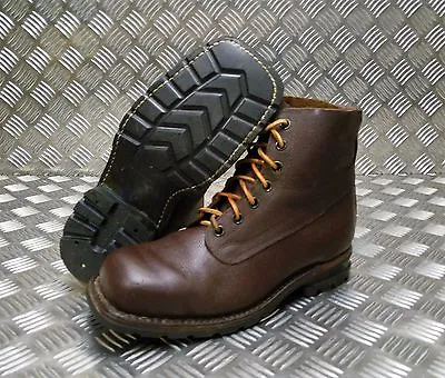 Genuine Vintage Leather M59 Swedish Military Brown Square Toe Boots 60`s / 70`s • $155.65