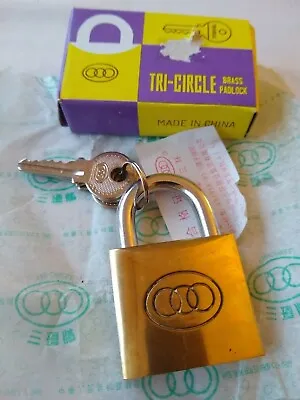 £3.99 • Buy Tri-Circle Brass Padlock No. 264, Medium 38mm Wide, 3 Keys, 20 X 6mm Shackle