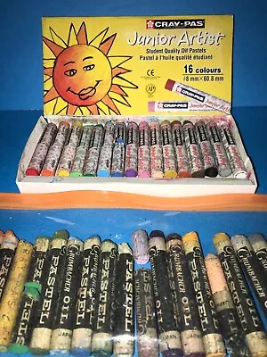 OIL PASTELS Sakura Cray-Pas Junior Artist 16pc + Vtg Grumbacher Oil Pastels USED • $8.90