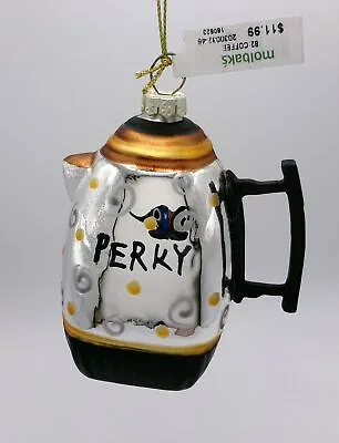 Coffee Lovers! Retro Coffee Percolator  Perky  Glass Christmas Ornament New • $7.95