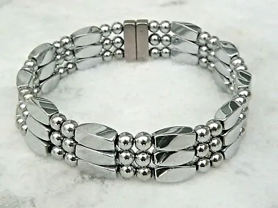 Men’s Women’s Silver 100% Magnetic Healing Hematite Bracelet Anklet 3 Row • $54.99