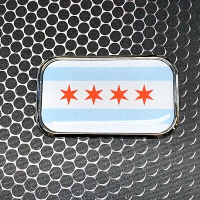 Chicago Flag REFLECTIVE Domed CHROME Emblem Windy City Car Sticker 3D 3 X 1.8  • $12.49