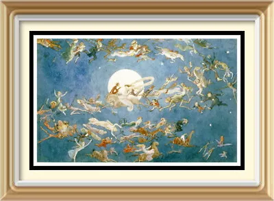 7x5 Doyle Fantasy Art Print DANCE AROUND THE MOON Fairy World Elf Pixie Sprite • £1.25