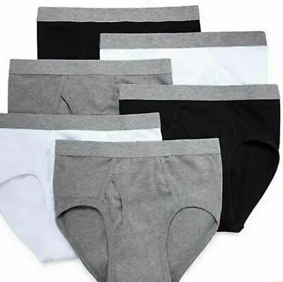 Big Man's 12 Pcs Cotton Full-Cut Briefs Underwear 4XL  54-56  With Gray Band • $39.99