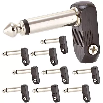 £16.95 • Buy 10x Solderless 1/4 Inch Jack Plugs Mono Right Angle 6.35mm Connector 4mm Cable