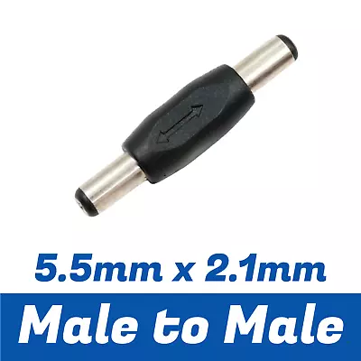 5.5mm X 2.1mm Male To 5.5mm X 2.1mm Male Plug Jack DC Power Adapter Connector • £3.99