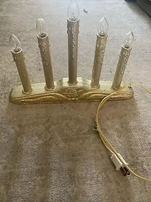 Vintage Christmas Candolier 5 Light Gold Candelabra Plastic Plug In Candle C7 • $18.99