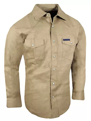 Twill Western Shirt Mens Workwear Cotton Triple Snap Cuffs Embroidered Pockets • $22.95