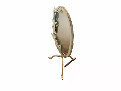 Vintage-style: Sigura Italian Tabletop Mirror - White Metal Floral • $15