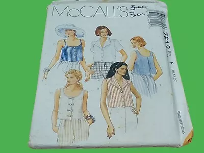 New/Oldstock Uncut Pattern McCall's 7612 Misses' Tops Size F / 16-18-20 • $8