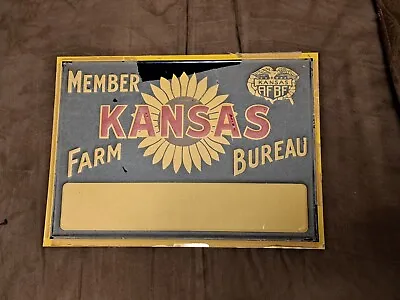 VINTAGE Original 1950's KANSAS FARM BUREAU MEMBER EMBOSSED SIGN • $225