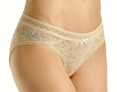 MAIDENFORM Casual Comfort Latte Lift Nude Lace Cheekini Bikini Panty Womens XL 8 • $8.79