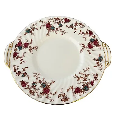 Minton Ancestral Cookie Plate Platter Floral Bone China Swirl Rim England • $50.90