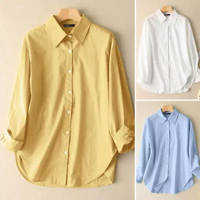 Women Fashion Collared Button Up Tops Casual Loose Tunics Cargo Blouse Shirt NEW • $32.02