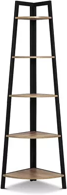Rome Industrial Style 5 Tier Corner Shelf Oak 36x36x146cm - Sturdy Design • $115.70