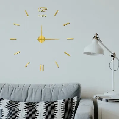 £10.99 • Buy DIY 3D Wall Clock Silent Acrylic Mirror Self Adhesive Wall Decorative Clock NEW