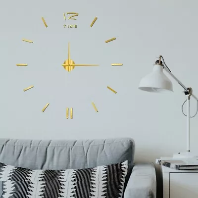 £10.99 • Buy DIY 3D Wall Clock Silent Acrylic Mirror Self Adhesive Wall Decorative Clock NEW
